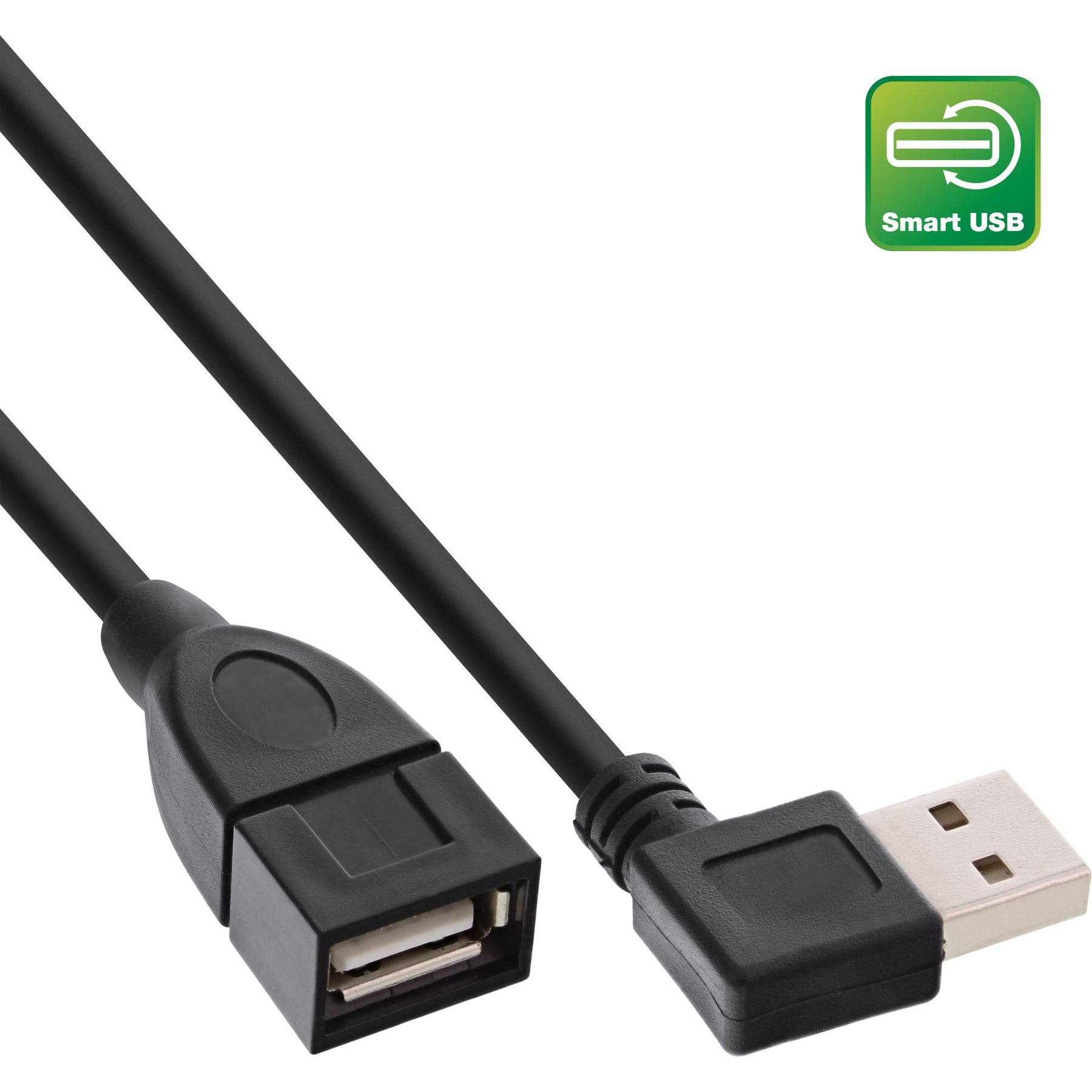 InLine Smart USB 2.0 Verlängerung gewinkelt - ST / BU - Typ A - schwarz - 0,2m