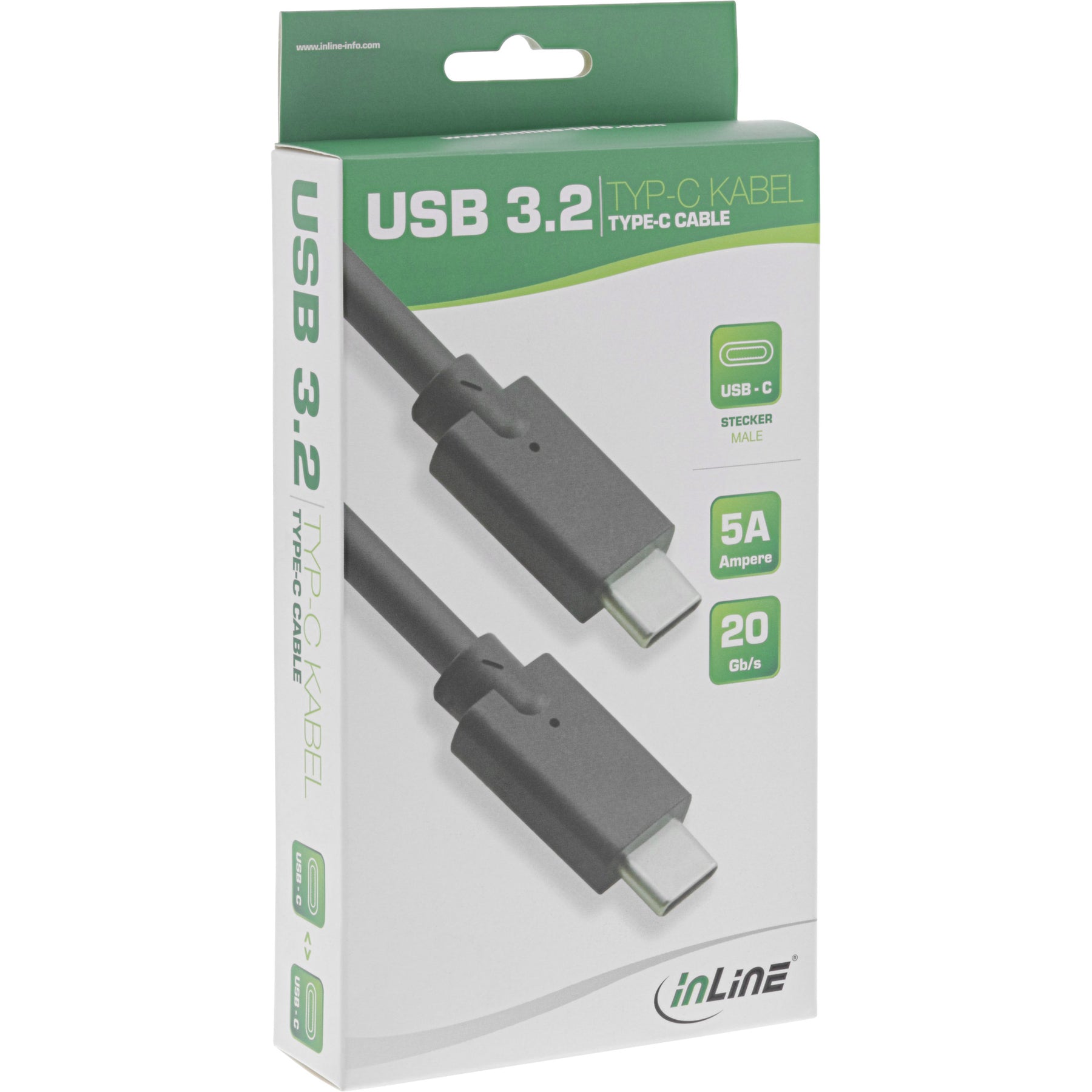 InLine USB 3.2 Gen.2x2 Kabel - USB-C Stecker/Stecker - schwarz - 1m