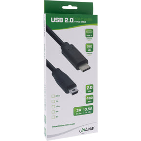 InLine USB 2.0 Kabel - USB-C Stecker an Mini-B Stecker - schwarz - 3m