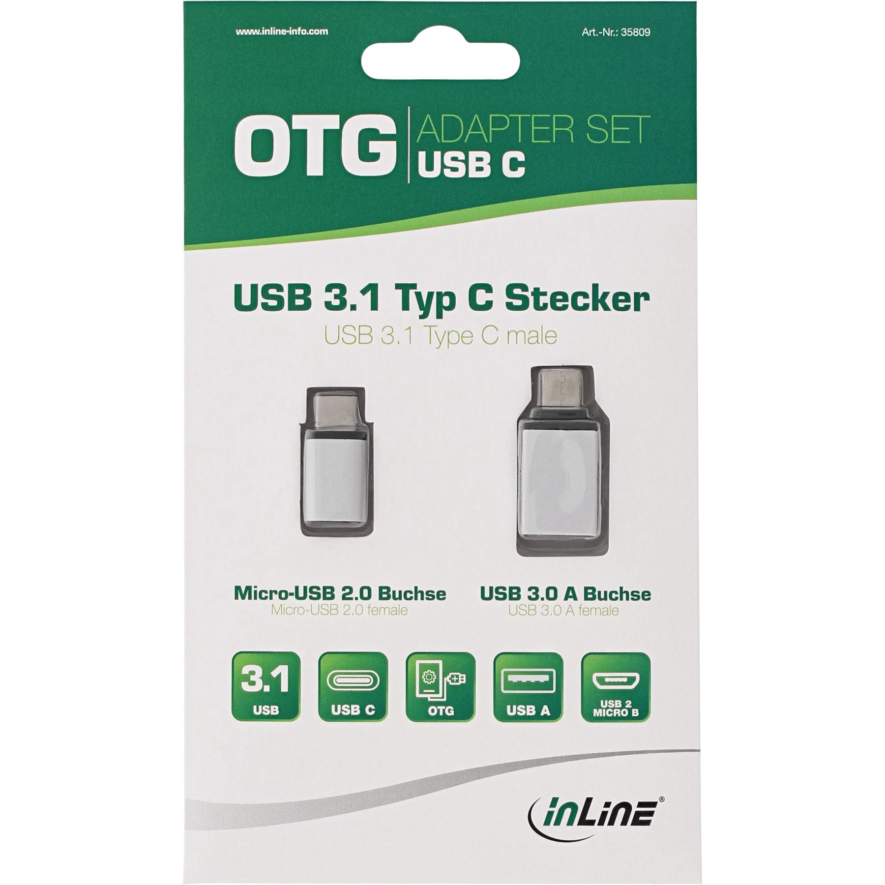 InLine USB Adapter-Set - USB-C Stecker an Micro-USB oder USB 3.0 A Buchse