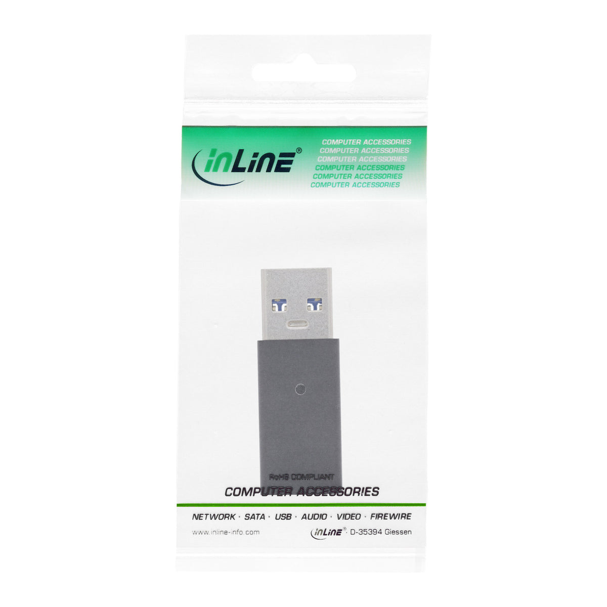 InLine USB 3.2 Gen.2 Adapter - USB-A Stecker auf USB-C Buchse