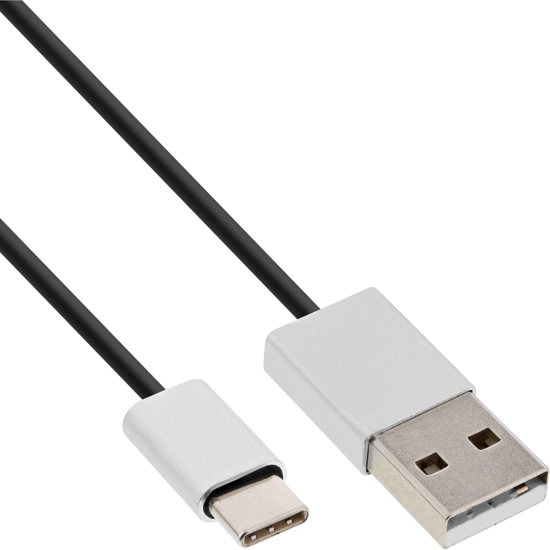 InLine USB 2.0 Kabel - USB-C Stecker an A Stecker - schwarz/Alu - flexibel - 1m