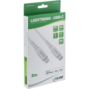 InLine USB-C Lightning Kabel - für iPad - iPhone - iPod - silber/Alu - 2m MFi-zert.