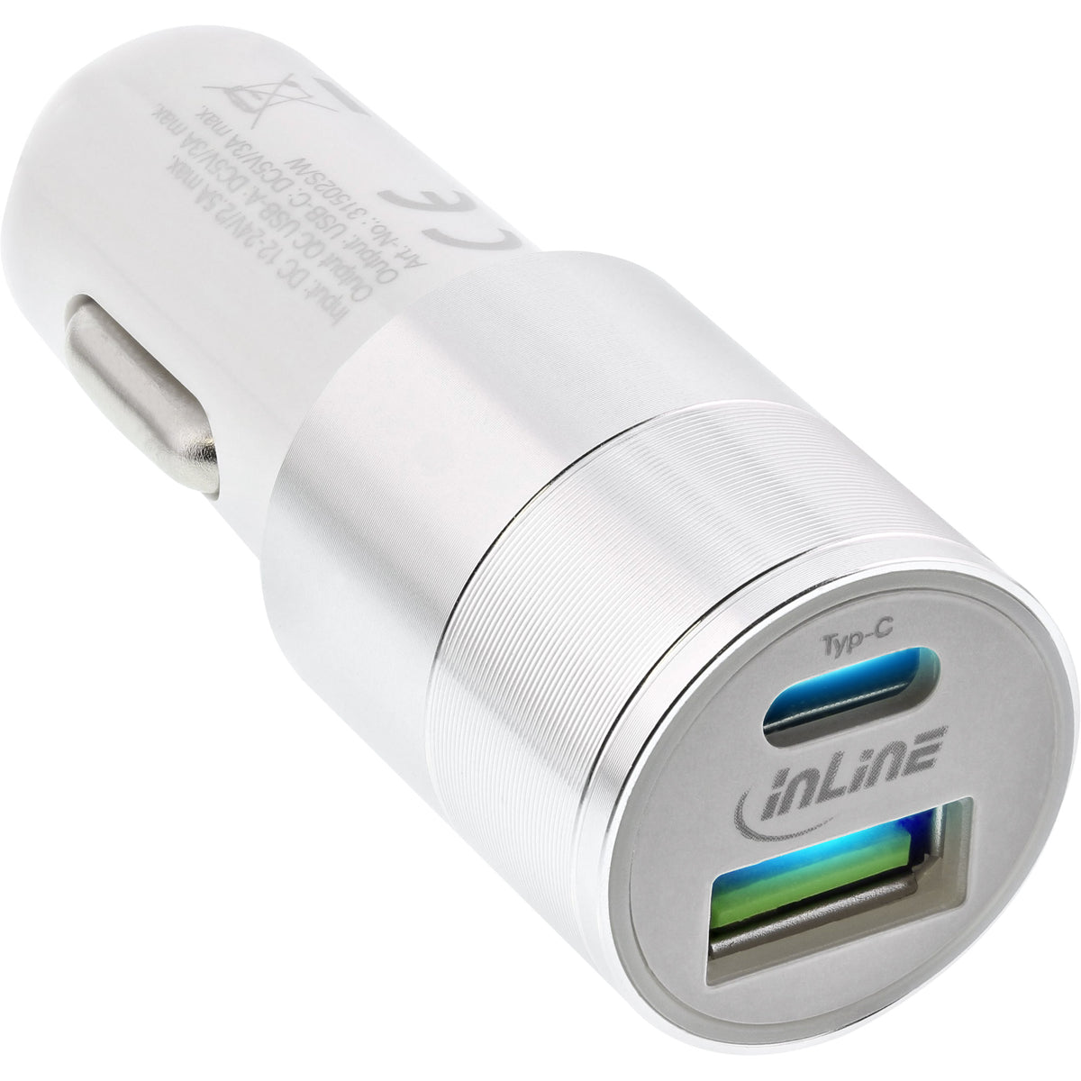 InLine USB KFZ Stromadapter Quick Charge 3.0 - 12/24VDC zu 5V DC/3A - USB-A+USB-C