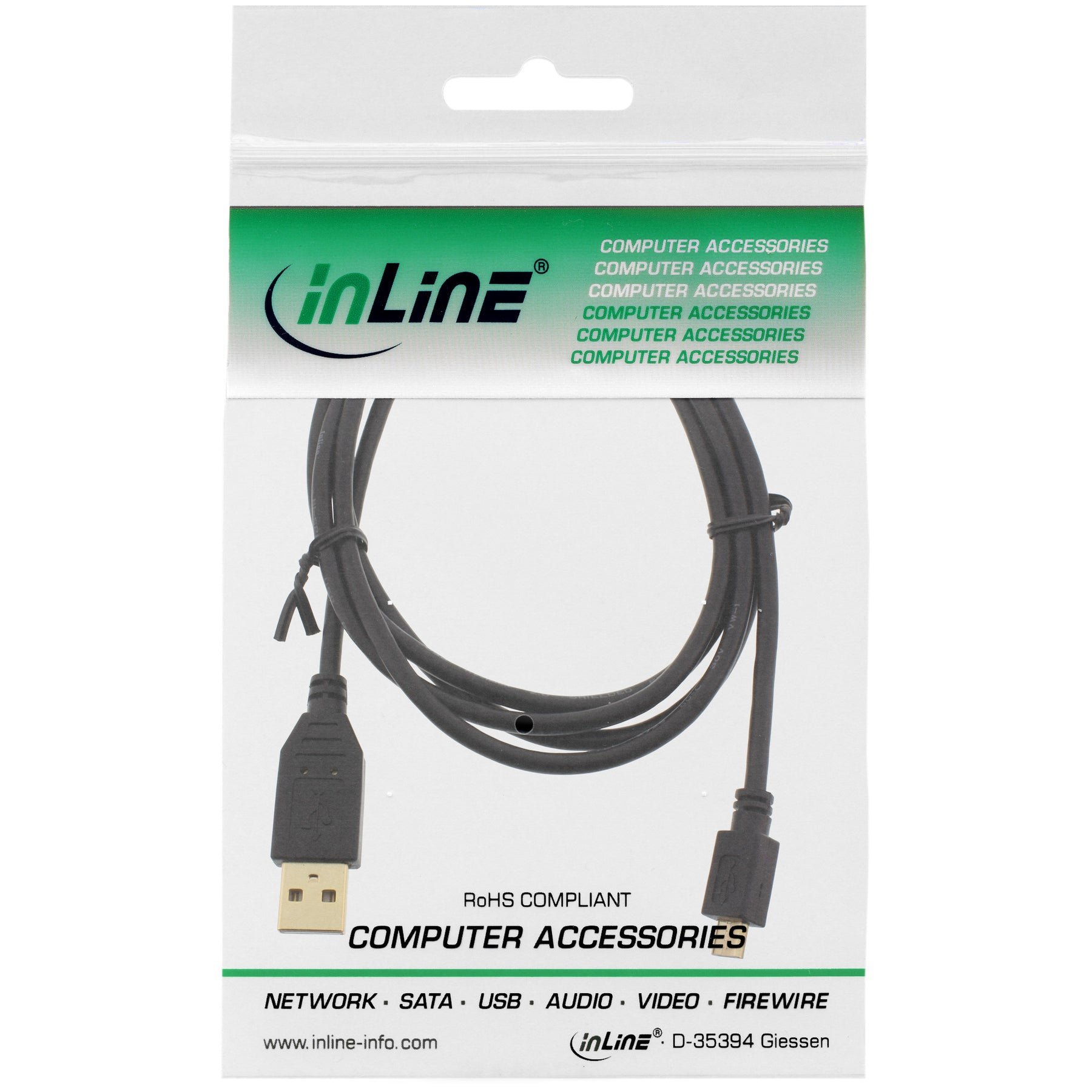 InLine Micro-USB 2.0 Kabel - USB-A ST an Micro-B ST - vergoldete Kontakte - 2m