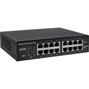 InLine PoE+ Gigabit Injektor Hub 8 Port (8x PoE+) - 1Gb/s - 19" 1HE - lüfterlos