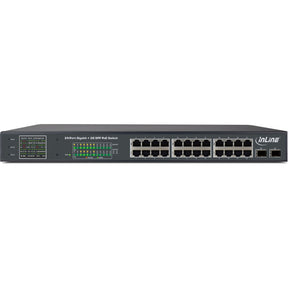 InLine PoE+ Gigabit Netzwerk Switch 24 Port - 1Gb/s - 2xSFP,19"1HE (inkl. Winkel)