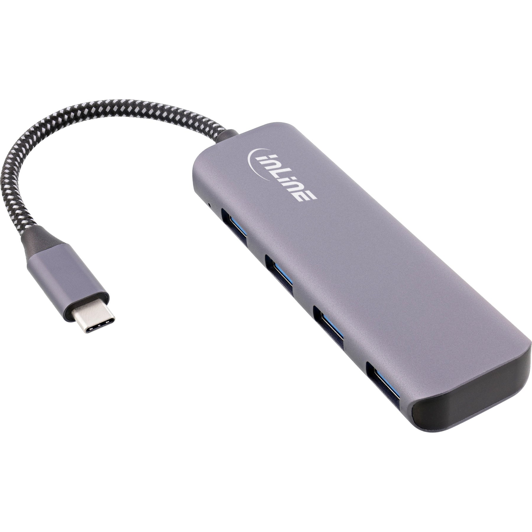 InLine USB 3.2 Hub - USB-C zu 4x USB A 10Gb/s - Metallgehäuse - grau