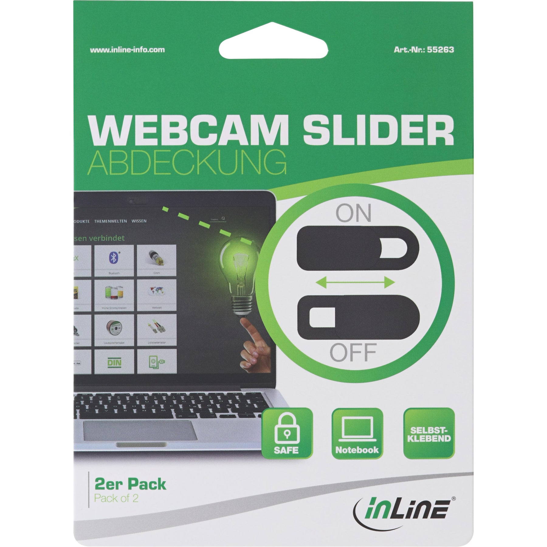 InLine Webcam Slider Abdeckung - schwarz - 2er Pack