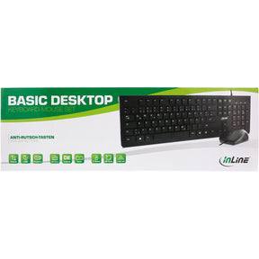 InLine Basic Desktop - Tastatur-Maus Set - USB-Kabel - Standard DE Layout - optisch