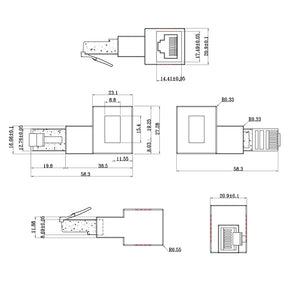 InLine Patchkabel-Adapter Cat.6A - RJ45 Stecker/Buchse - 90° nach links gewinkelt