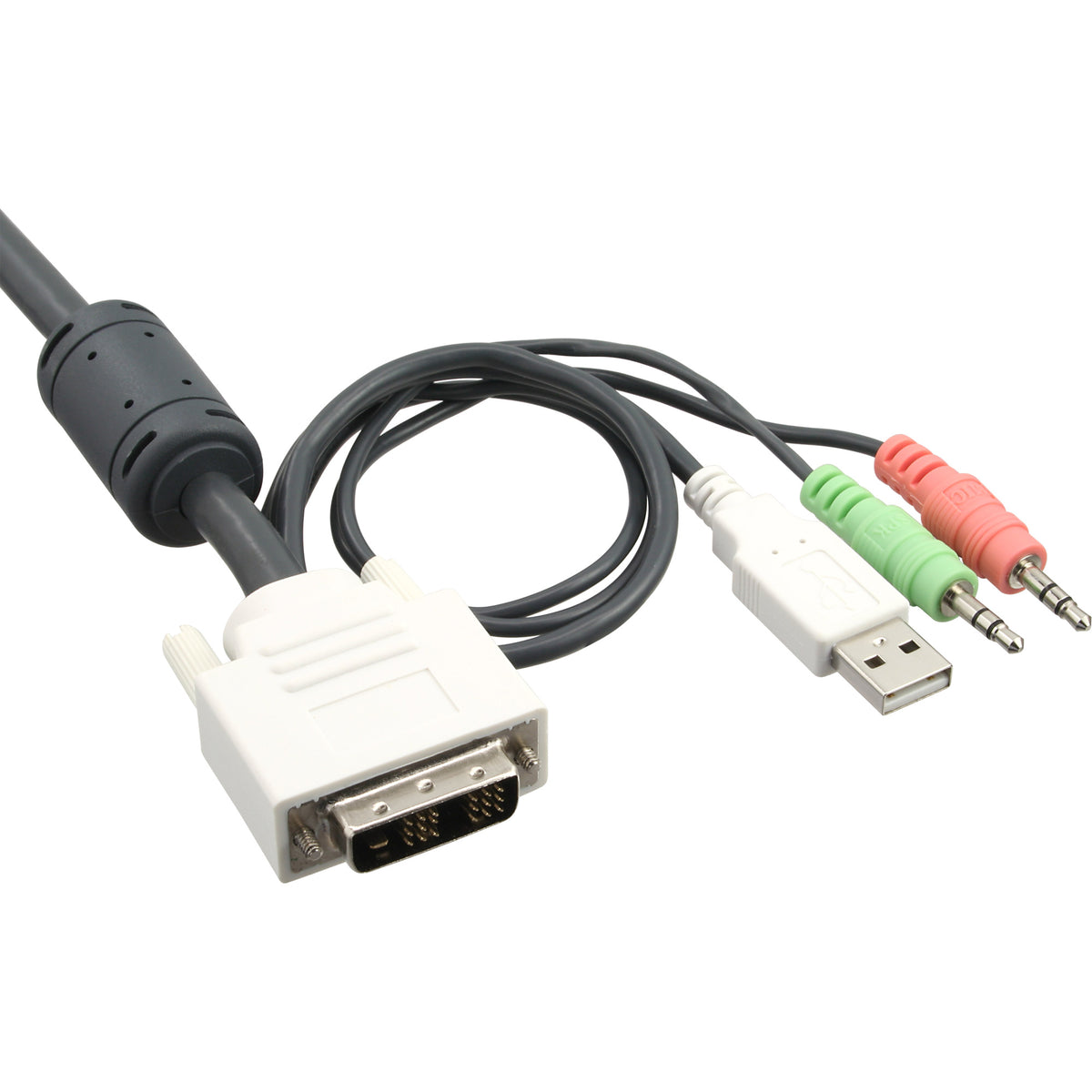 InLine KVM Switch - 2-fach - DVI-D - USB - mit Audio - integr. Kabel