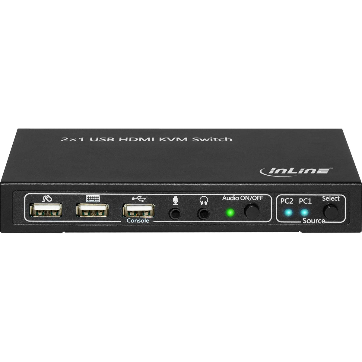 InLine KVM Desktop Switch - 2-fach - HDMI 4K2K - USB 2.0 Hub - mit Audio