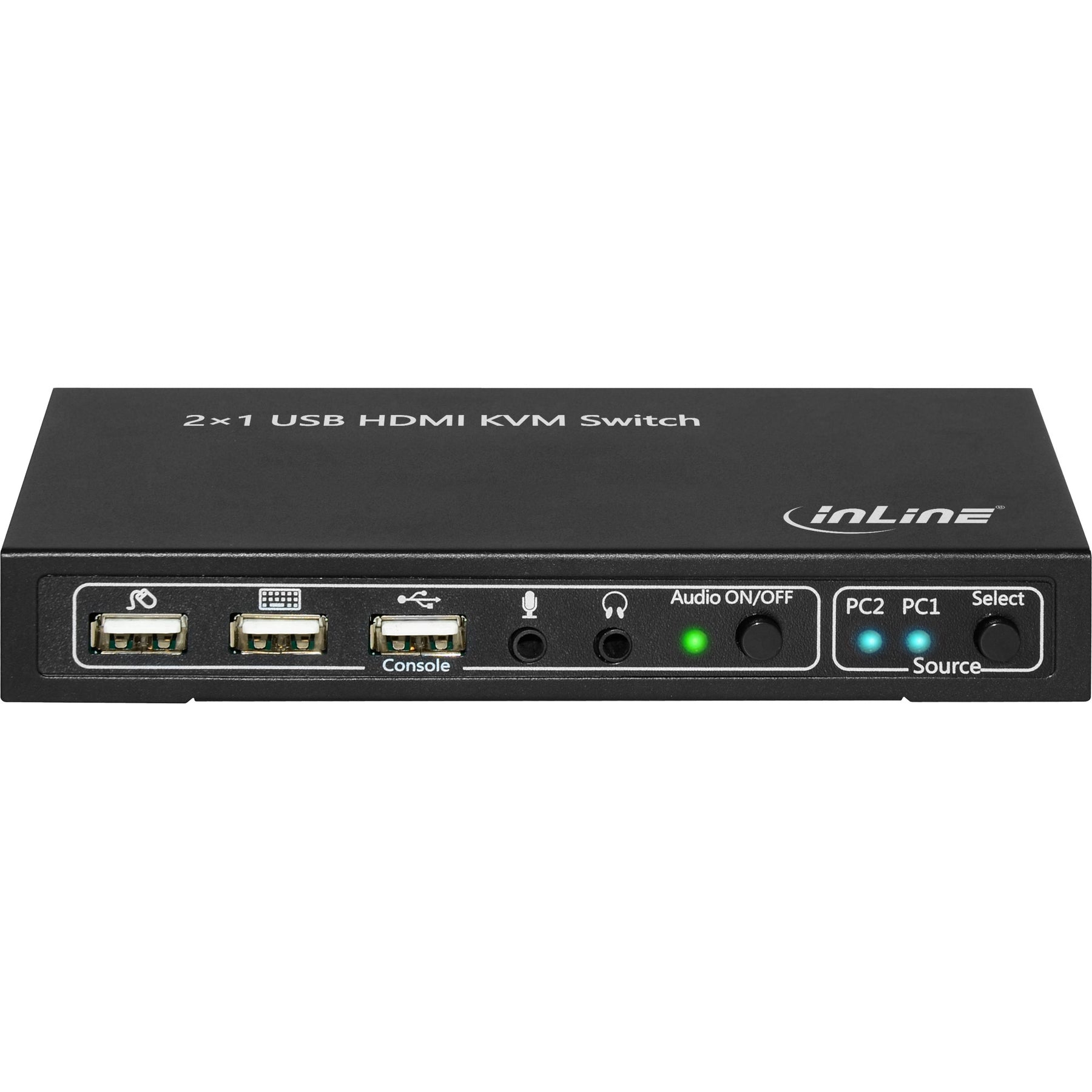 InLine KVM Desktop Switch - 2-fach - HDMI 4K2K - USB 2.0 Hub - mit Audio