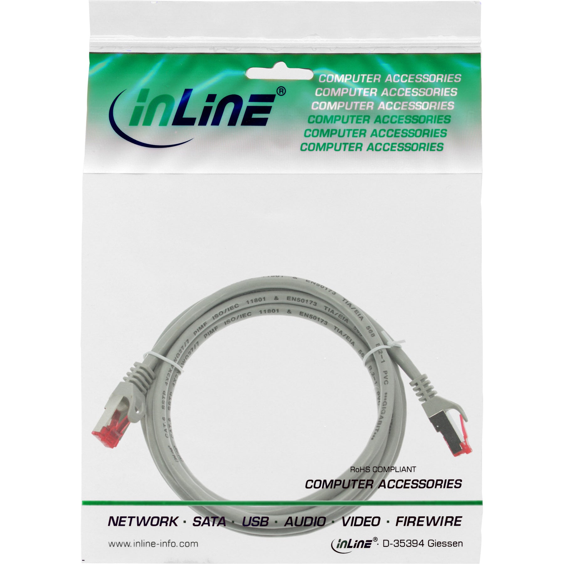 InLine Patchkabel - S/FTP (PiMf) - Cat.6 - 250MHz - PVC - Kupfer - grau - 2m