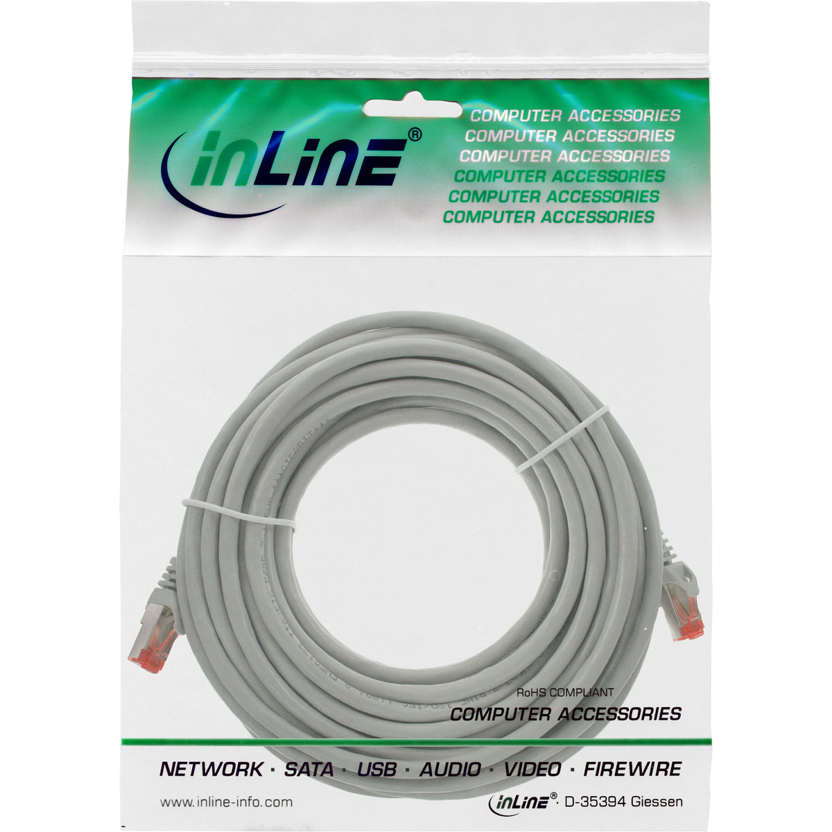 InLine Patchkabel - S/FTP (PiMf) - Cat.6 - 250MHz - PVC - Kupfer - grau - 5m