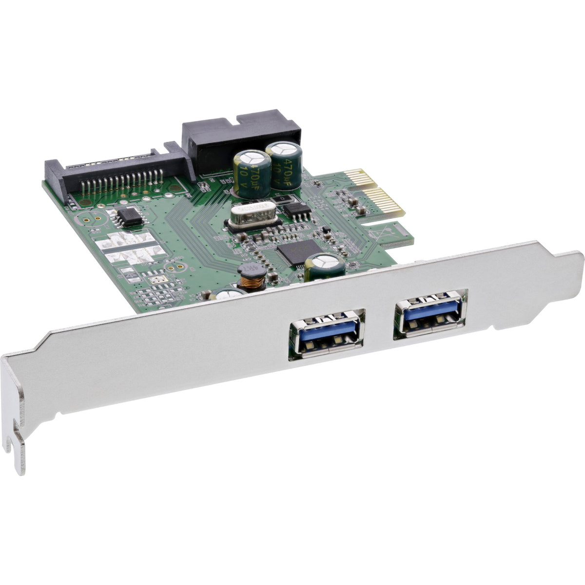 InLine Schnittstellenkarte - 2x+2x USB 3.0 - PCIe - mit SATA Strom + LP-Slotblech