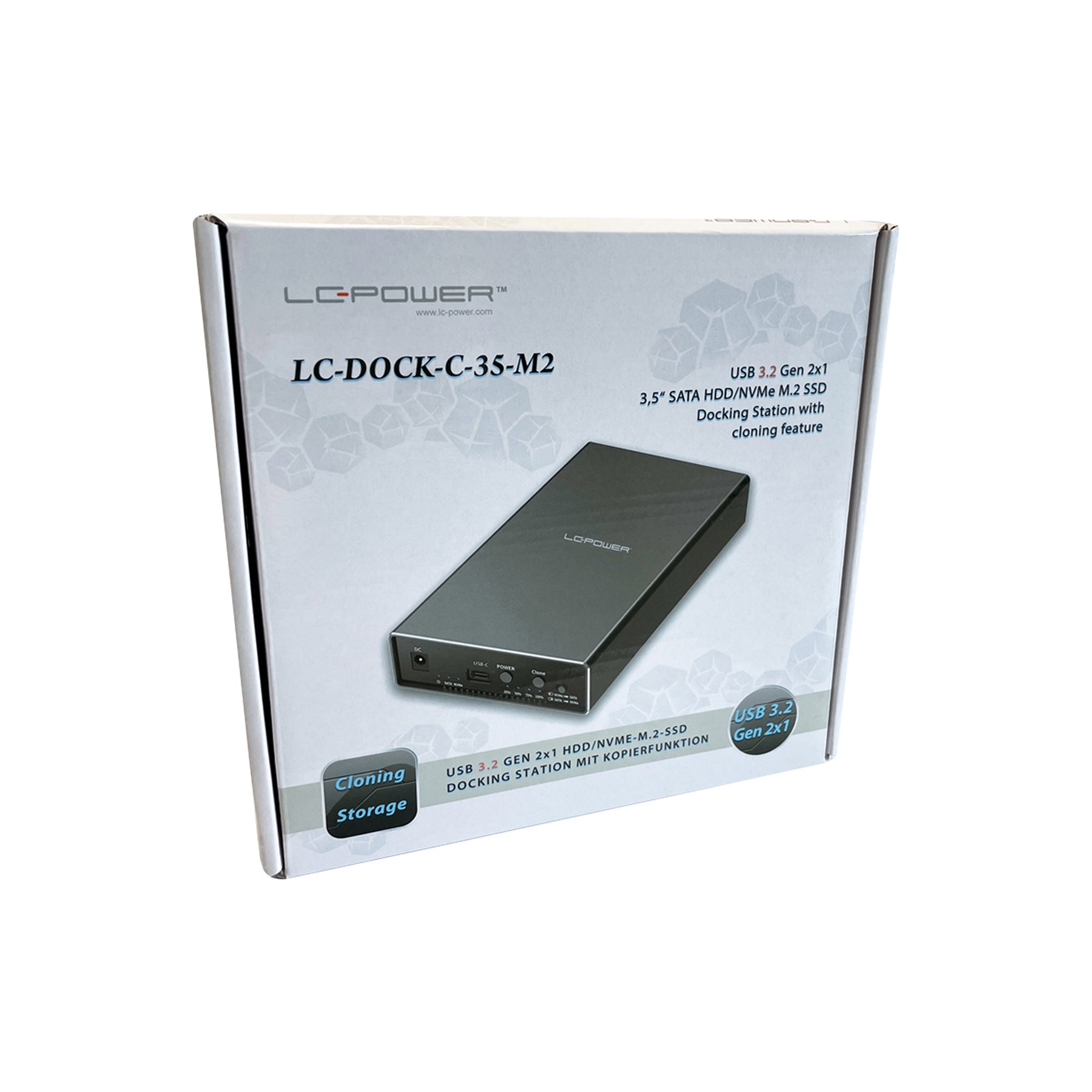 LC-Power LC-DOCK-C-35-M2 - HDD / SSD Dockingstation - M.2 - 2 Sender/Kanal - M.2 Card (PCIe NVMe & SATA)