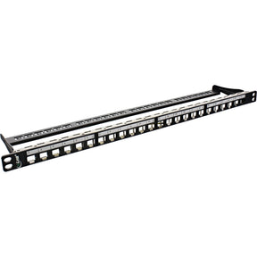 InLine Patchfeld Leerblech 24-fach - für RJ45 Keystone Snap-In 19"/0.5HE schwarz