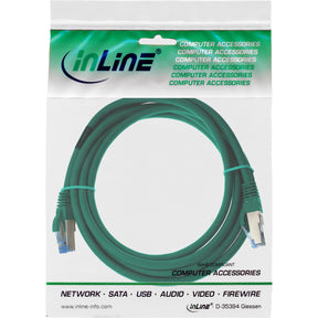 InLine Patchkabel - S/FTP (PiMf) - Cat.6A - halogenfrei - grün - 3m