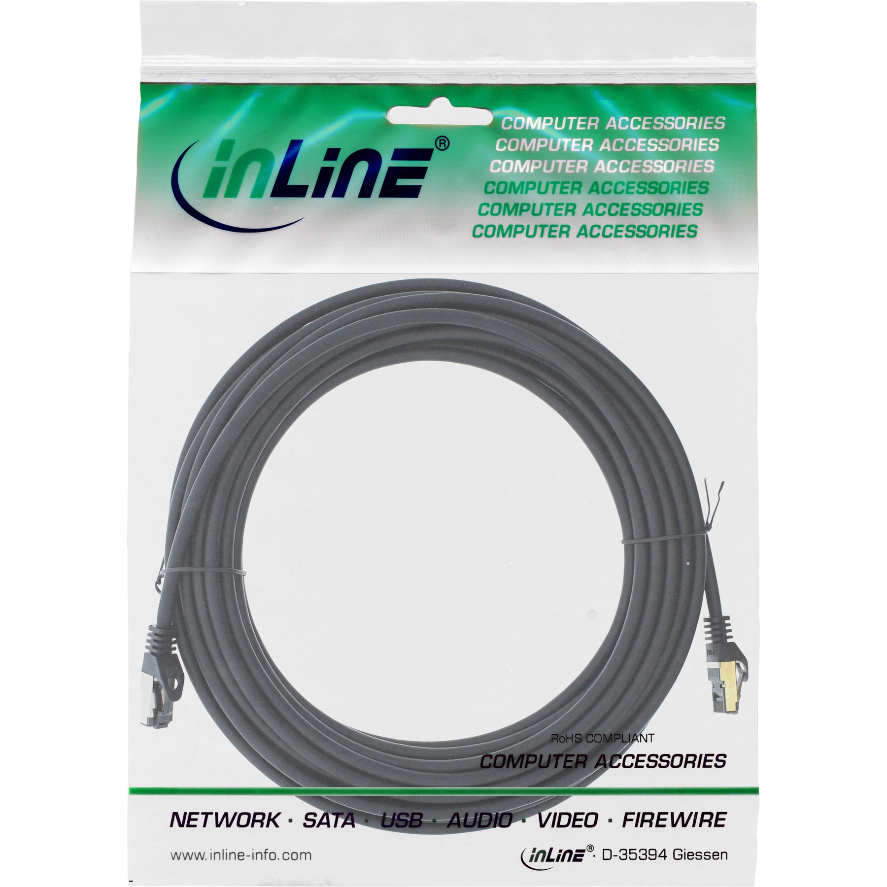 InLine Patchkabel - S/FTP (PiMf) - Cat.8.1 - 2000MHz - halogenfrei - schwarz - 5m