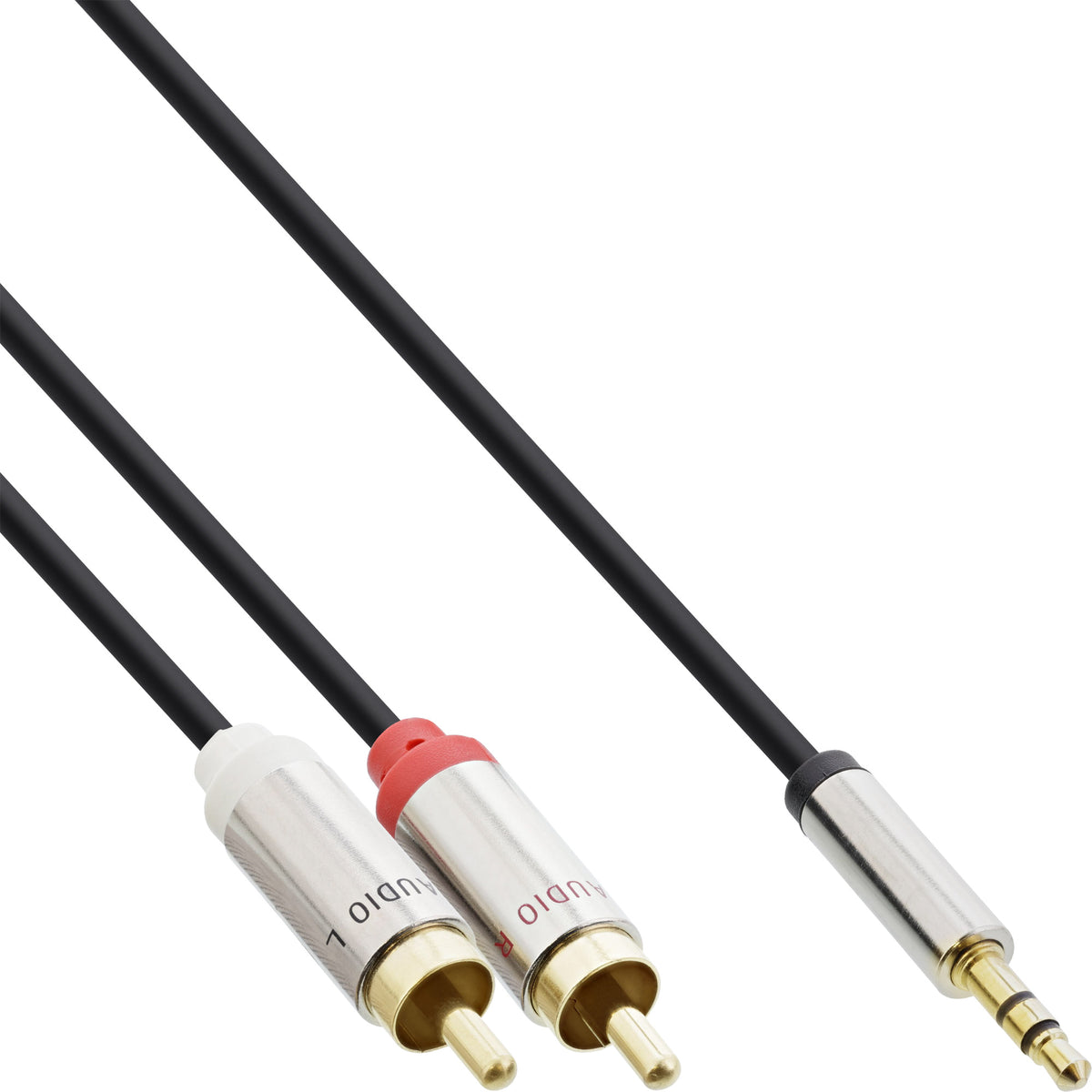 InLine Slim Audio Kabel Klinke 3,5mm Stecker an 2x Cinch Stecker - 1m