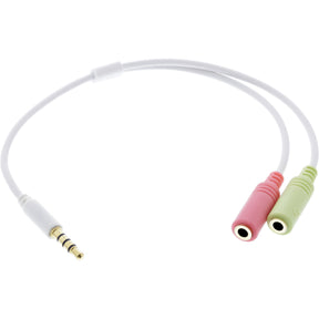 InLine Headset Adapterkabel - 3,5mm Stecker an 2x3,5mm Buchse - weiß - 0,15m