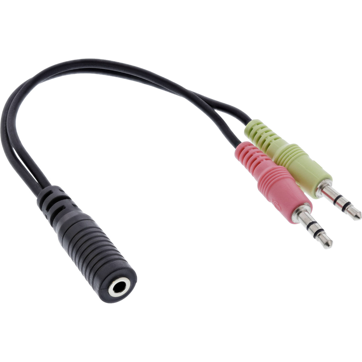 InLine Audio Headset Adapterkabel - 2x 3,5mm Stecker an 3,5mm Buchse OMTP - 0,15m