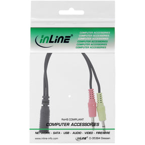 InLine Audio Headset Adapterkabel - 2x 3,5mm Stecker an 3,5mm Buchse CTIA - 0,15m