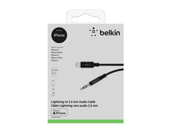 Belkin Kabel Lightning auf Kopfhöreranschluss - Lightning männlich bis Stereo Mini-Klinkenstecker männlich - 91.4 cm - Schwarz - für Apple iPhone (Lightning)