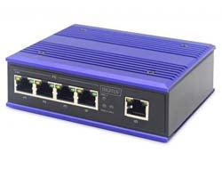 DIGITUS 4 Port Fast Ethernet Netzwerk Switch, Industrial, Unmanaged, 1 RJ45 Uplink