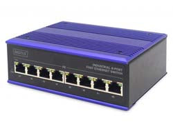 DIGITUS 8 Port Fast Ethernet Netzwerk Switch, Industrial, Unmanaged, 1 RJ45 Uplink