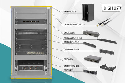 DIGITUS Netzwerk-Set 254 mm (10") - 12HE, 312 x 300 mm (B x T)