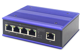 DIGITUS 4 Port Fast Ethernet Netzwerk Switch, Industrial, Unmanaged, 1 RJ45 Uplink