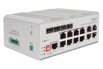 DIGITUS 8 Port Gigabit Ethernet Netzwerk Switch, Industrial, L2 managed, 4 SFP Uplink