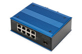 DIGITUS 8 Port Gigabit Ethernet Netzwerk PoE Switch, Industrial, Unmanaged, 1 SFP Uplink Switch