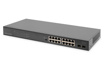 DIGITUS DN-95347-1 - Switch - 19" - unmanaged - 16 x 10/100/1000 (PoE+)