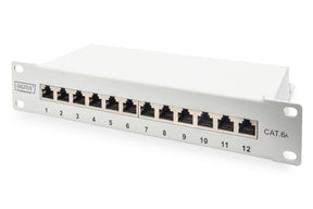 DIGITUS CAT 6A Patch Panel, geschirmt, 12-Port, 1HE, 10", grau