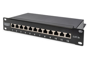 DIGITUS Cat.6A Patch Panel, geschirmt, 12-Port, 1HE, 10", schwarz