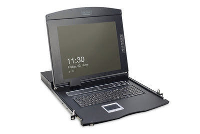 DIGITUS Modulare Konsole mit 17" TFT (43,2cm), 8-Port KVM & Touchpad, deutsche Tastatur
