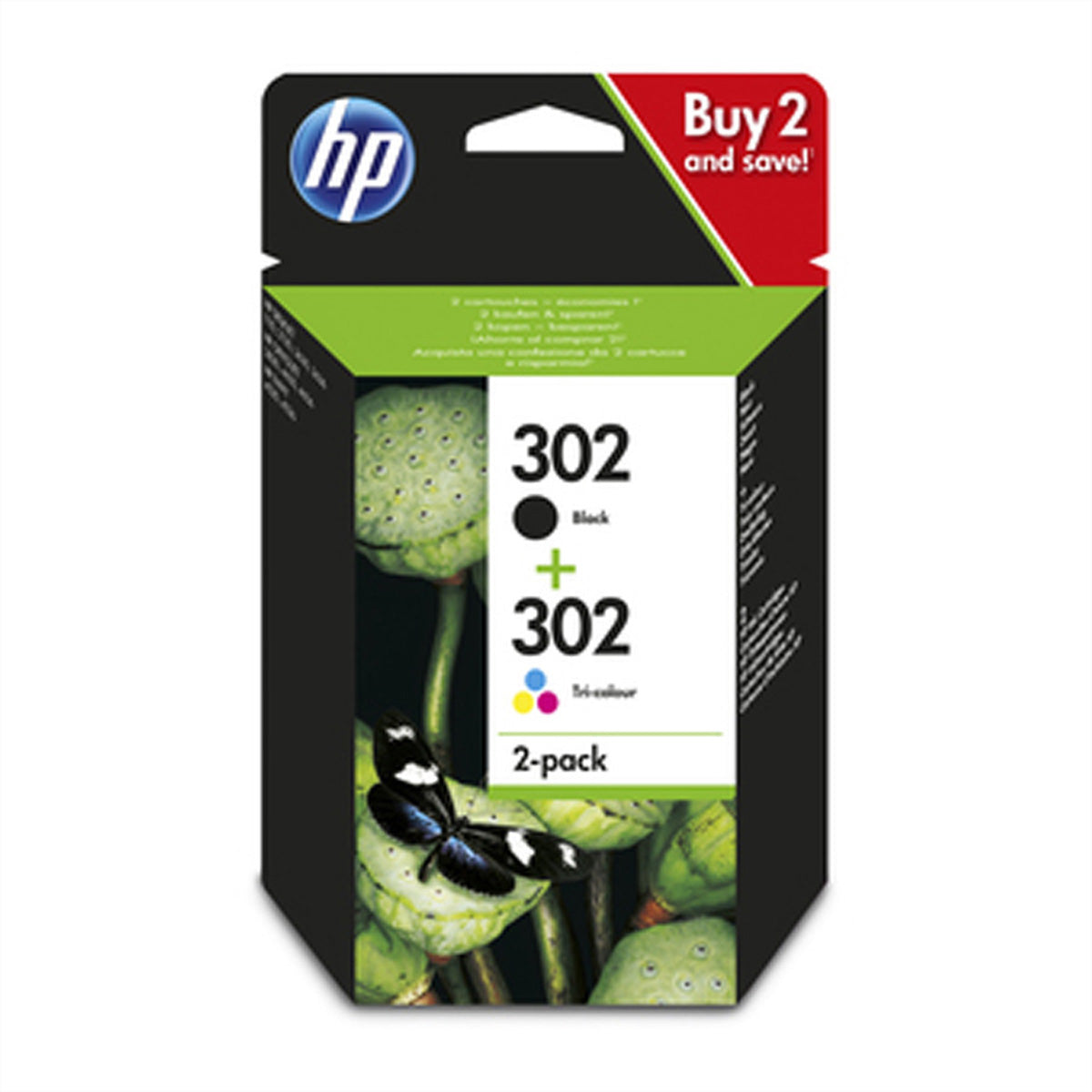 HP 302 Combo Pack - 2er-Pack - Schwarz, Farbe (Cyan, Magenta, Gelb)